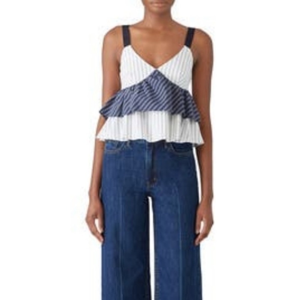JOIE Blue Marjie Top in Dark Navy & porcelain - Picture 6 of 12